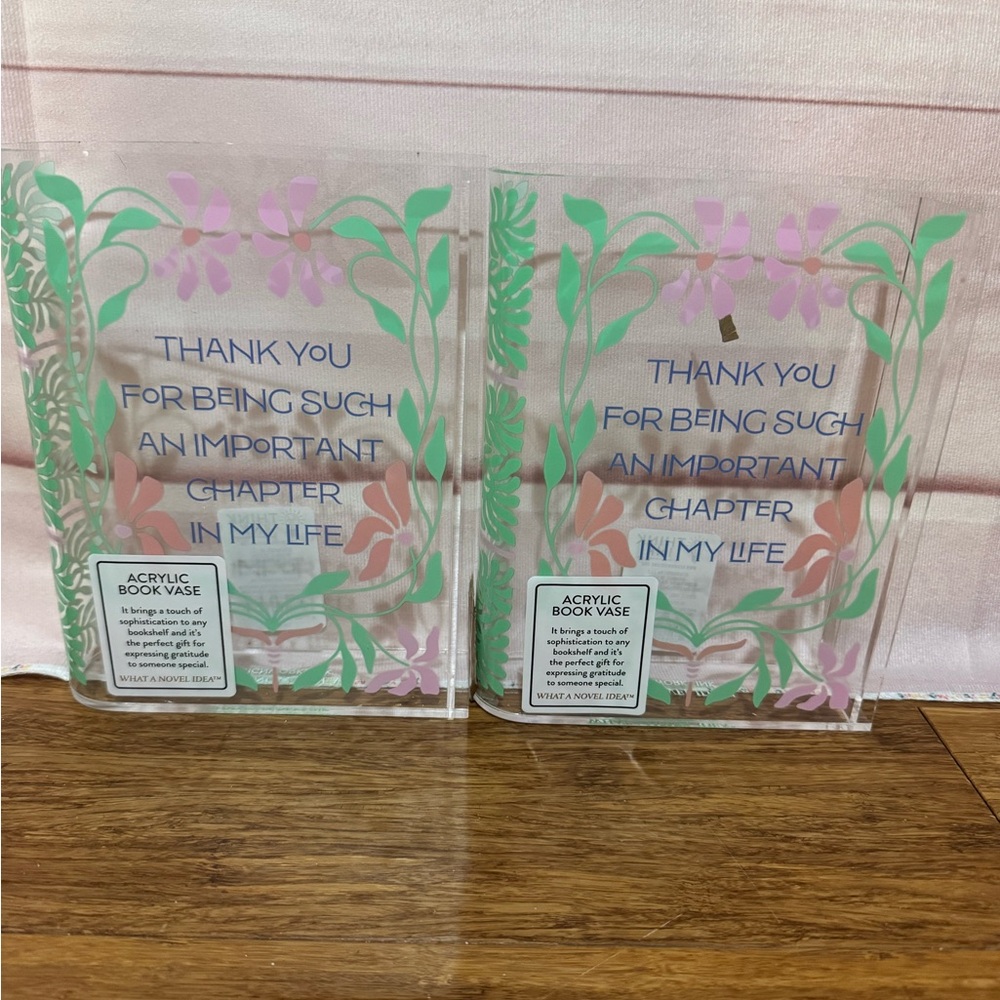 Set Of 2 Acrylic Book Vase Teacher Appreciation, Mentor, Parent, BestFriend Gift